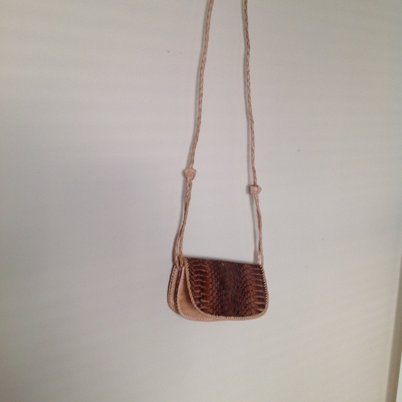 LEATHER Snake Skin Mini Clutch w/ Shoulder Strap - Picture 7 of 8